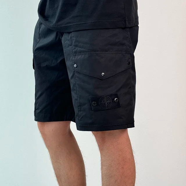 Item ID 9074 SI black logo 50 double stranded combed cotton workwear shorts