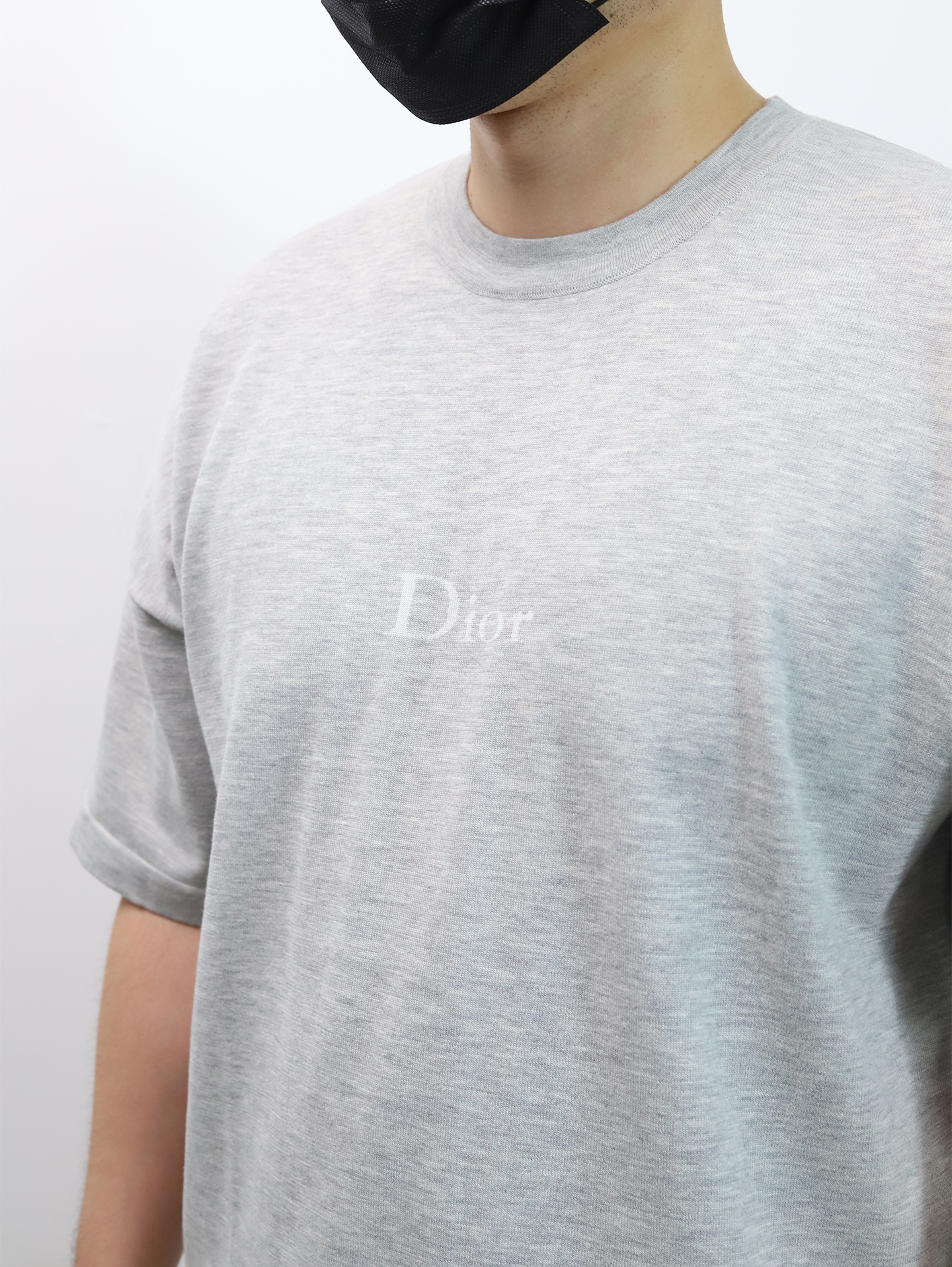 D1or oversized loose knitted jacquard tee