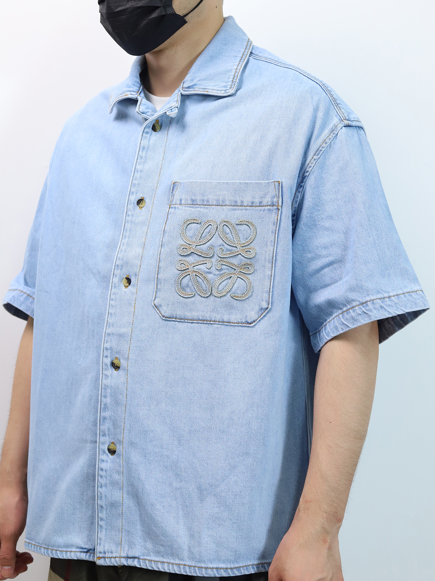 LOE patch embroidered denim shirt