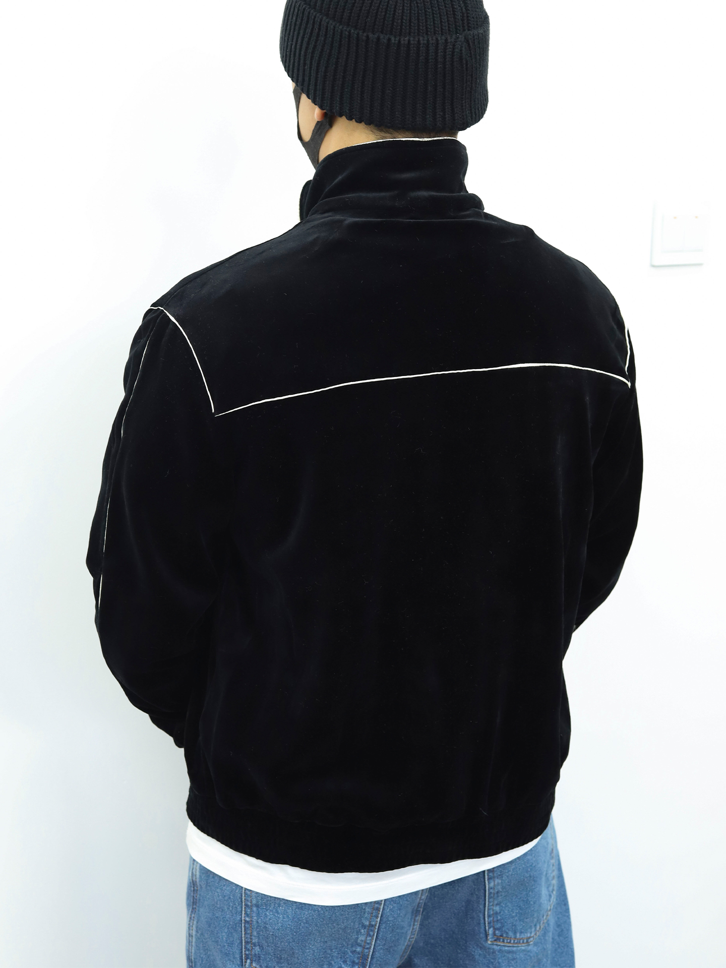 celine赛琳拉链绒感夹克 黑色