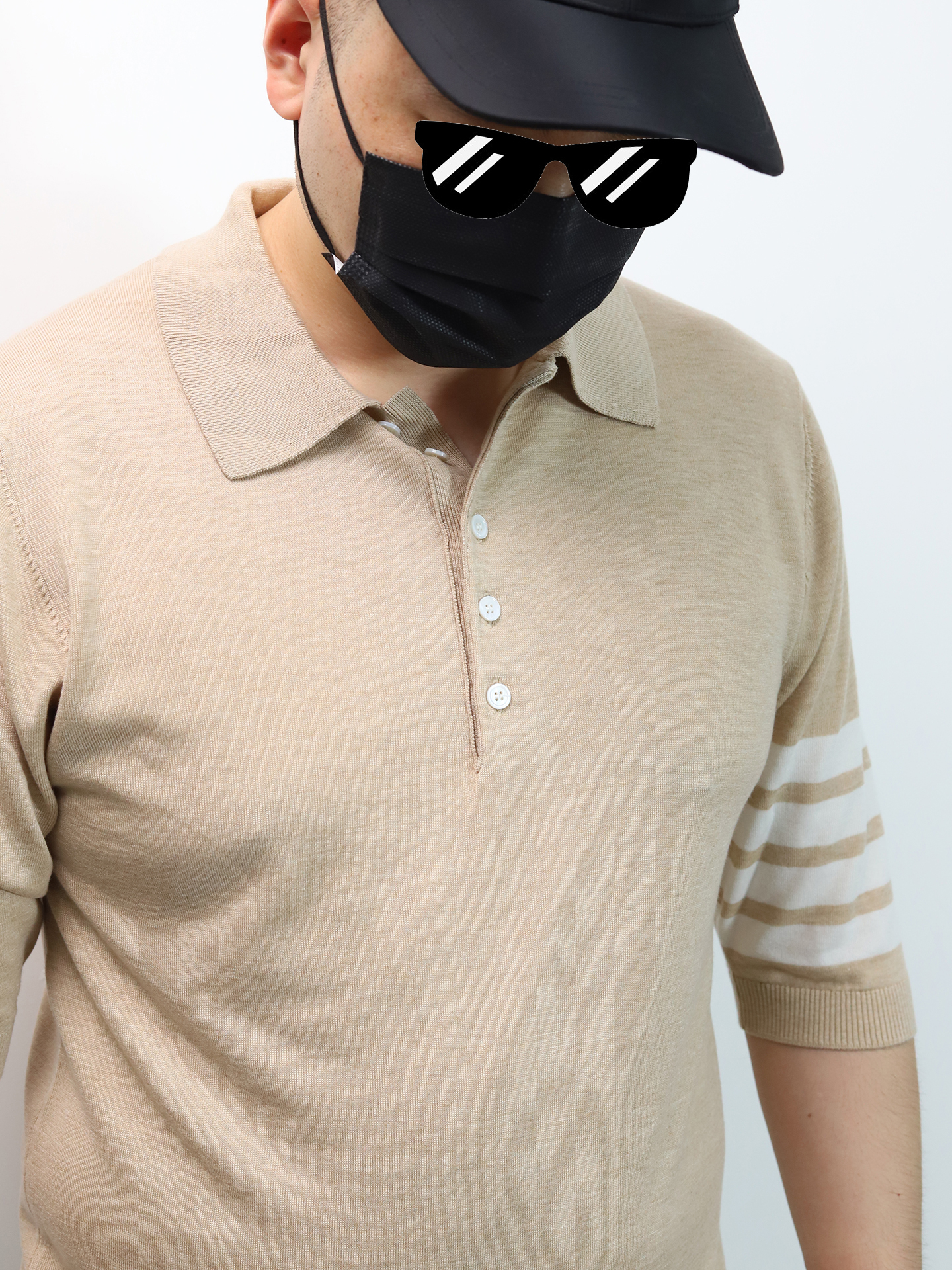 TB mulberry silk wool blended knitted polo