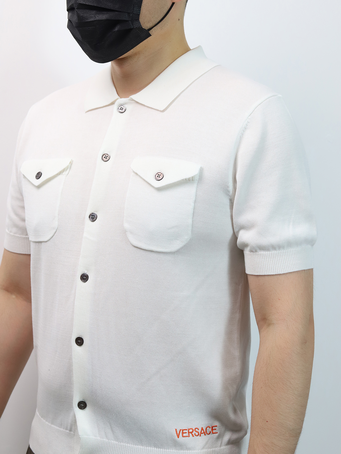 VERSACE knit Button UP Polo