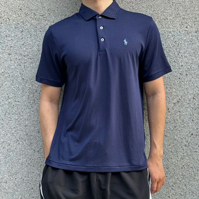 Item ID 9082 RL SS26 Pony Logo Button Long Velvet Elastic Fiber Original Embroidery Front Sleeve Polo Shirt