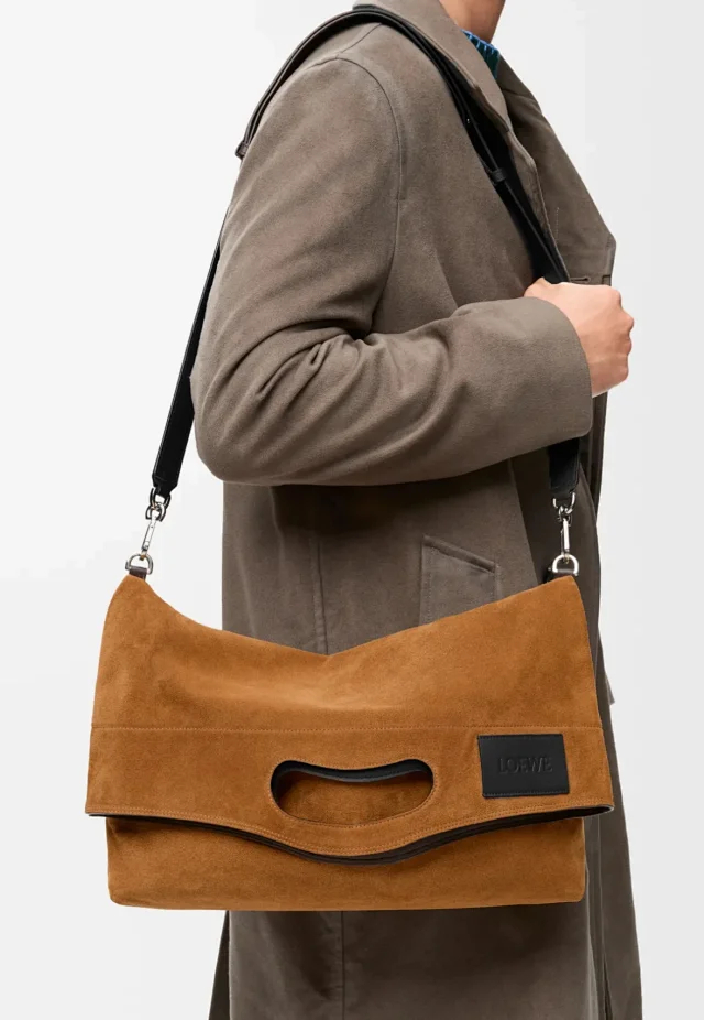 Item ID 9088 LOE Bob special structure hand-held hollowshoulder bag imported thick suede foldable design leather patch cowhide