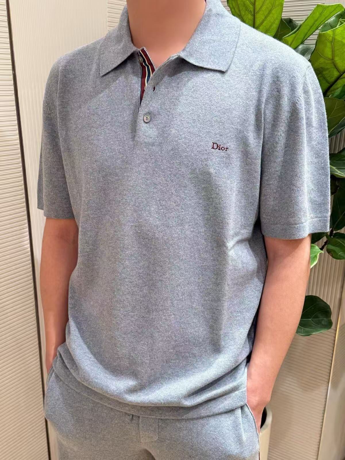 D1or wool blended knitted polo shirt