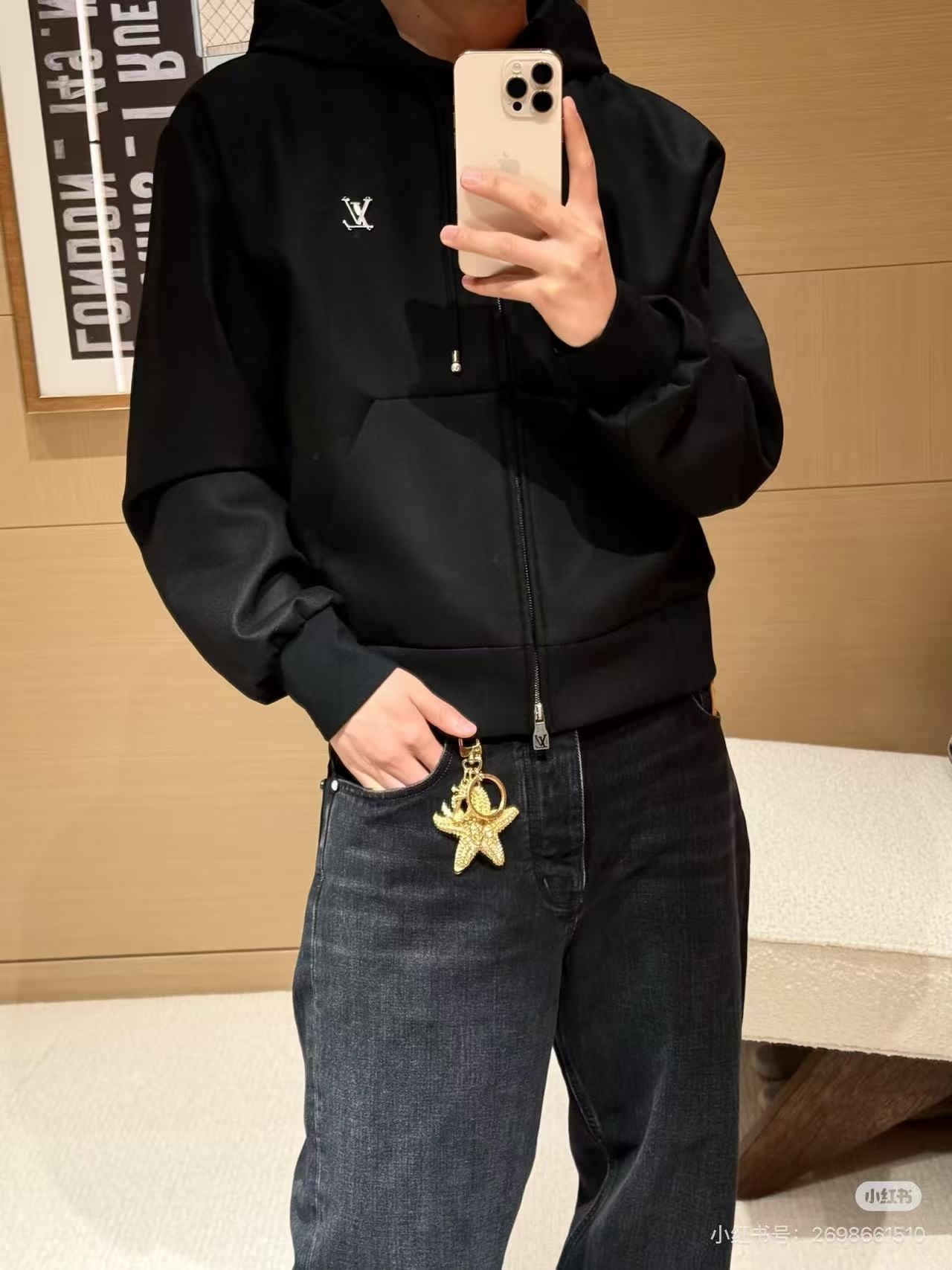 1V Technical wool bend  Zip Hoodie