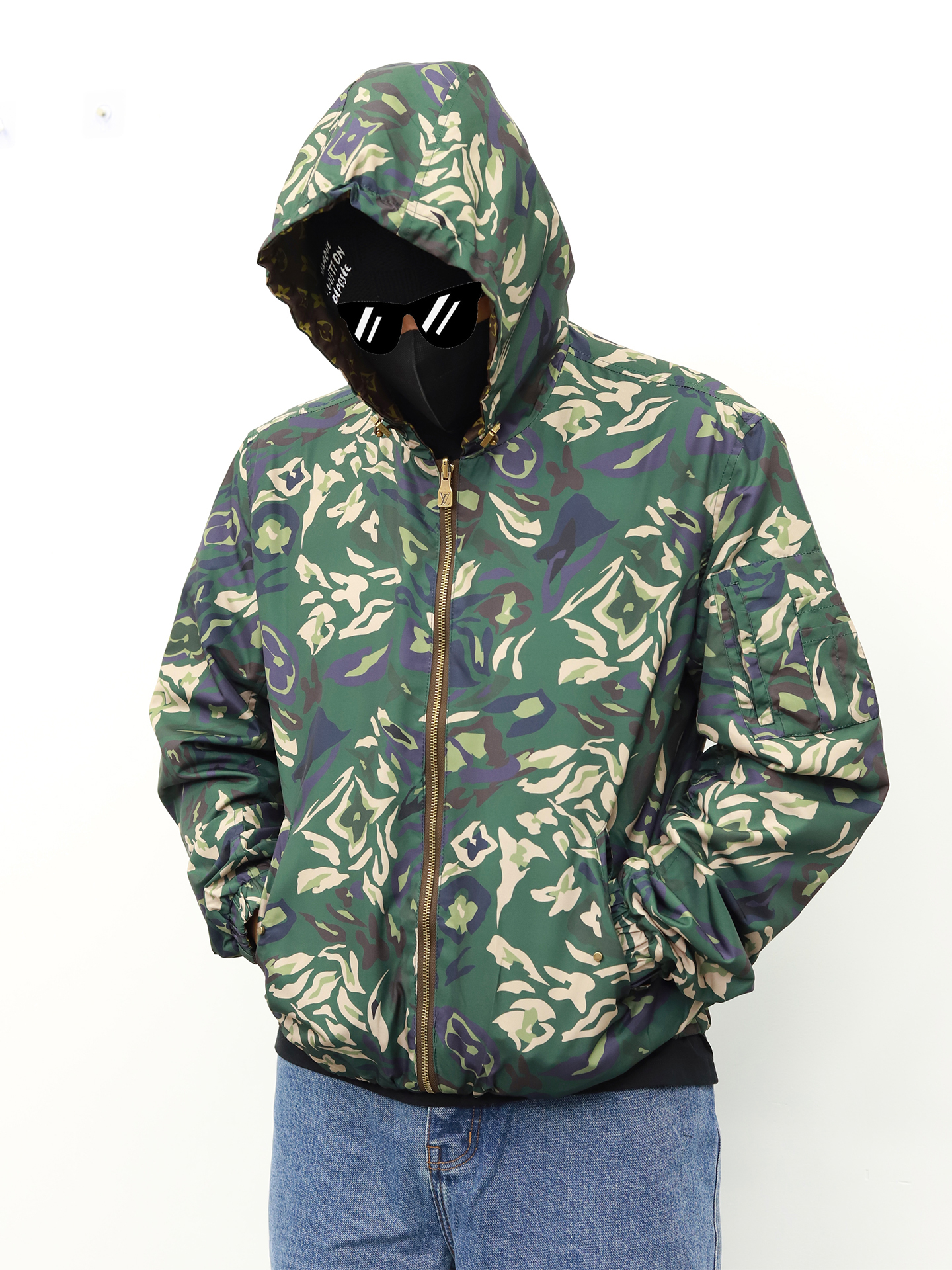 LV 迷彩两面穿小风衣 迷彩-金色