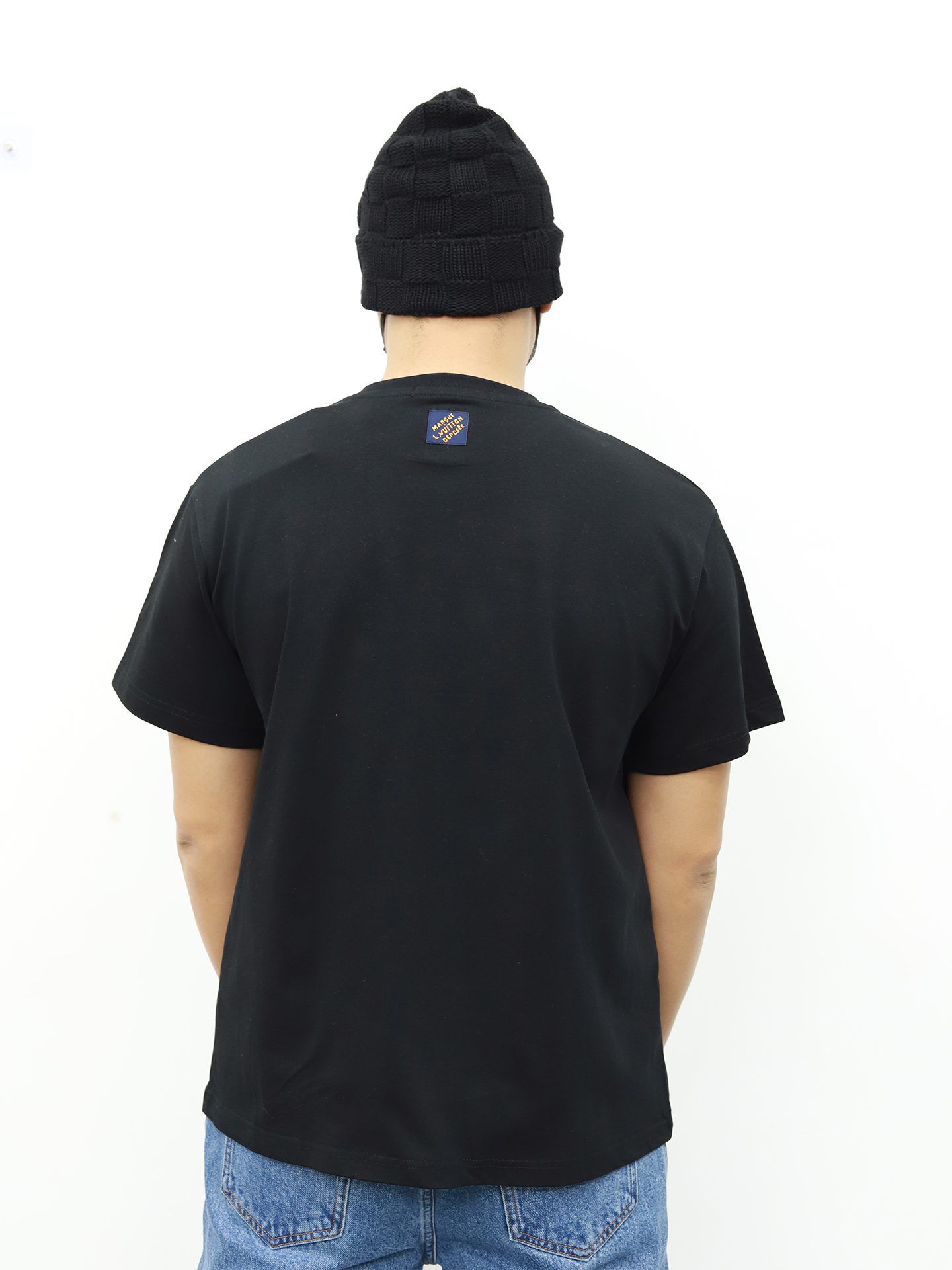 LV 镶钻字母短袖 黑色