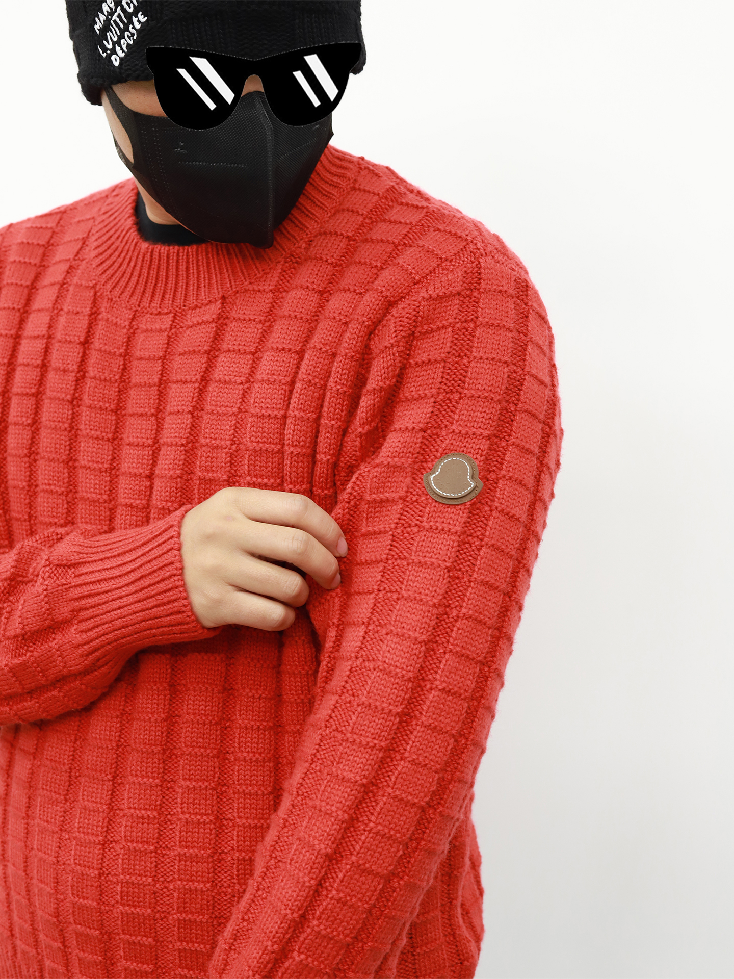 Moncler方块圆领毛衣 红色