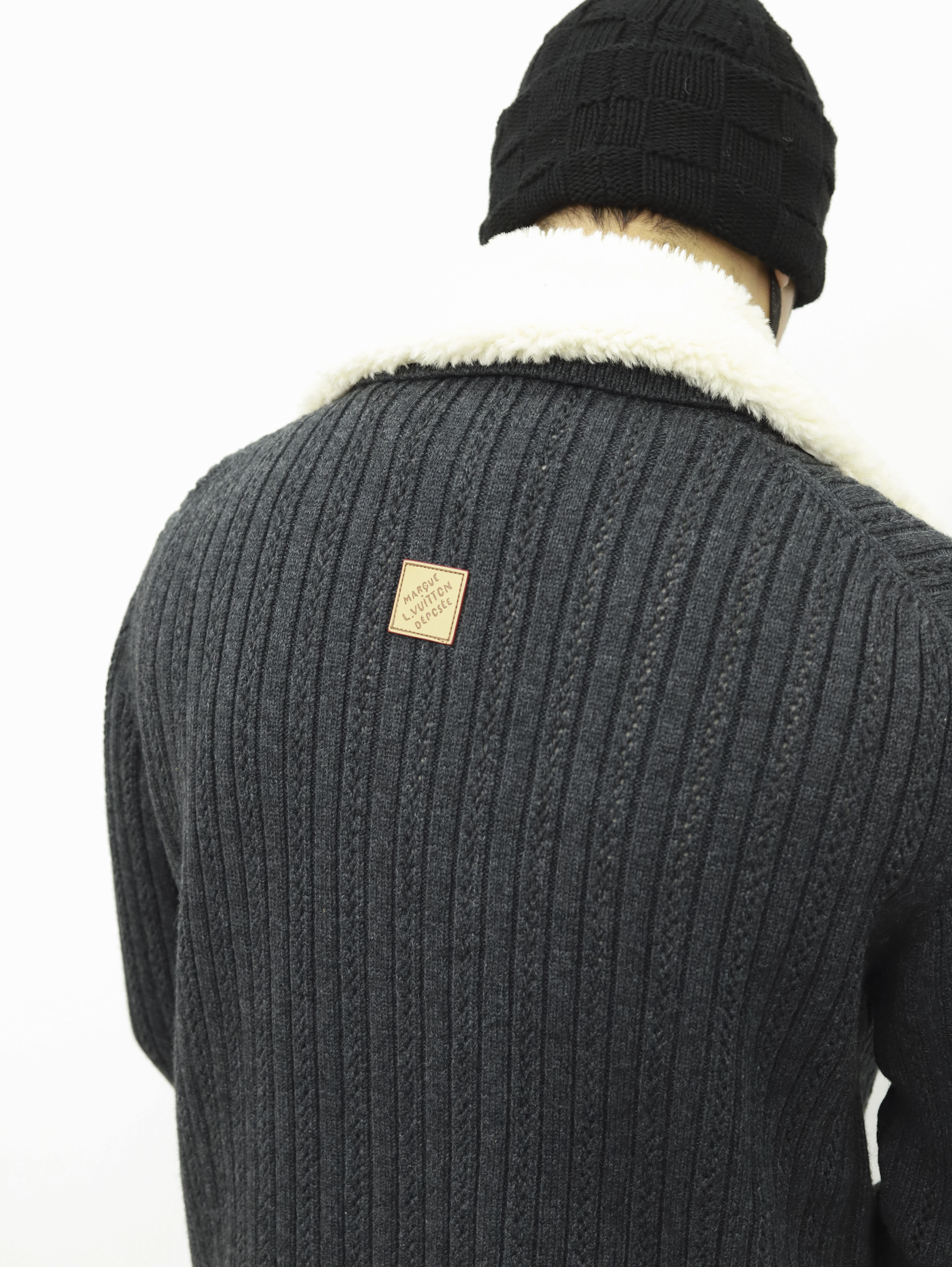 1V cashmere wool blend with wool collar jacket