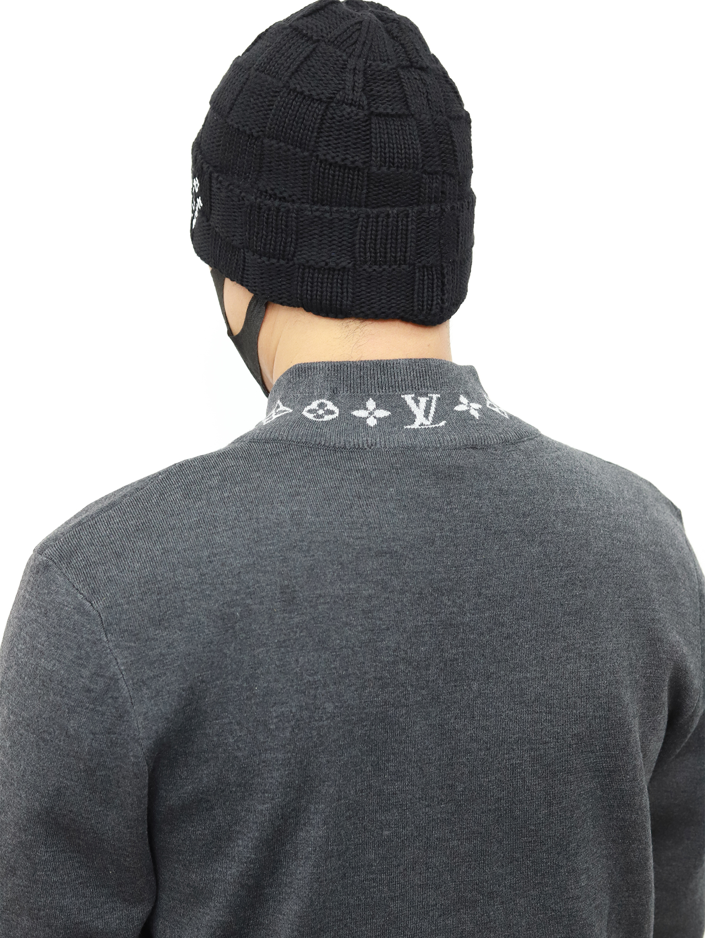 1V Knitted Collar Jacquard Zip Up