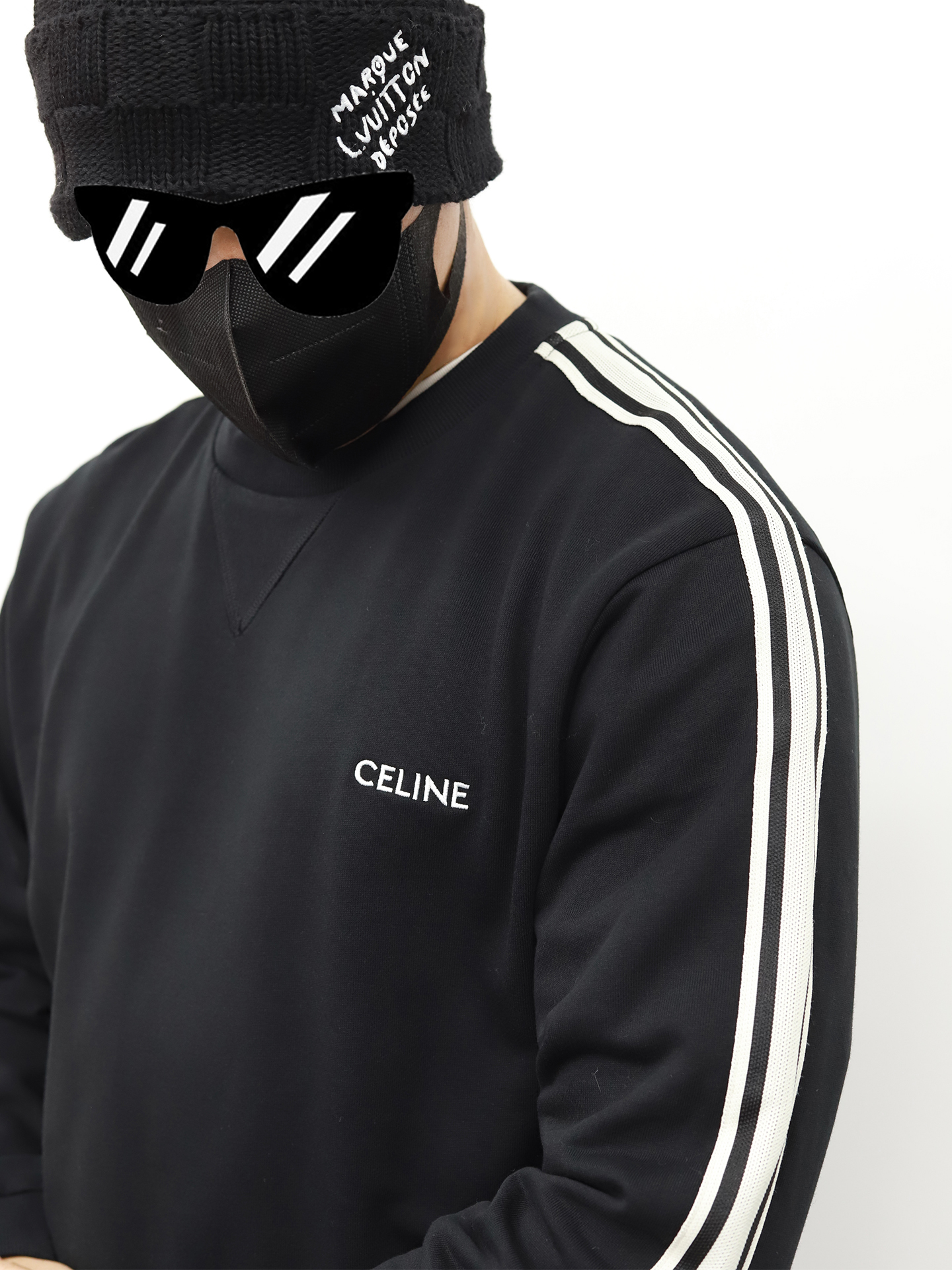 CE sleeve woven sweater