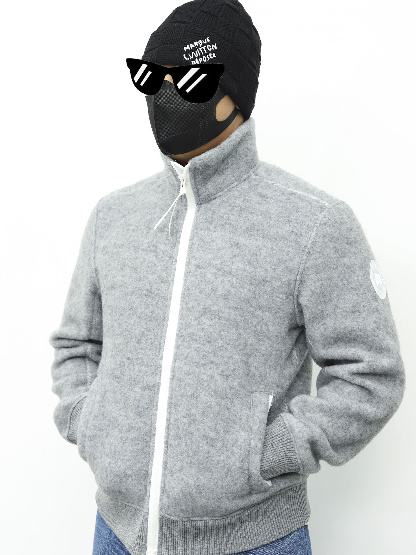 CG stand collar fleece wool jacket