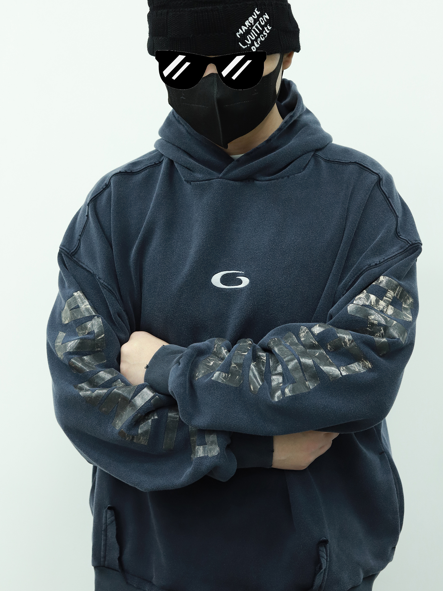 BLCG vintage washed type hooded hoodie