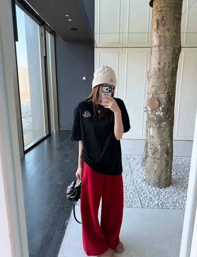 Item ID 9021 Loe×Wain Joint Solid Color Round Neck Short Sleeve T-shirt