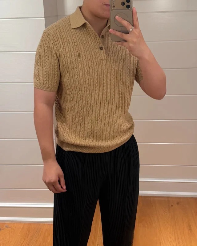 Item ID 9030 Ralph Fried Dough Twists Knitted Embroidered Pony Short Sleeve Pullover Polo Shirt Standard Edition Men's and Women's
