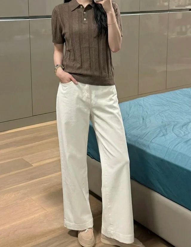 Item ID 9028 BC Two Color Brunello Cucinelli SS26 15% Linen Blended Wide Ribbed Cotton Hemp Knitted Polo Shirt Standard Edition Men's Edition