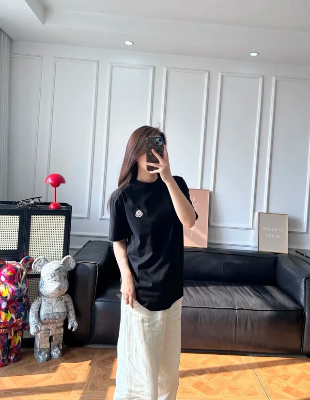 Item ID 9039 Mon basic black and white gray short sleeved custom logo solid color round neck short sleeved 