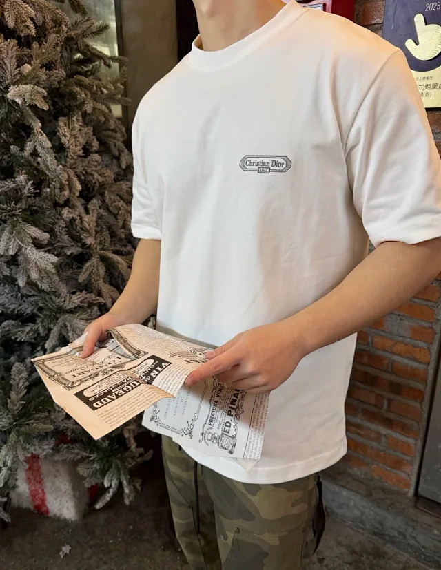 Item ID 9080 D1OR 1947 Embroidered Coast Original Yarn SS26 Spring Men's Collection Loose Cotton Plain Knitted T-shirt