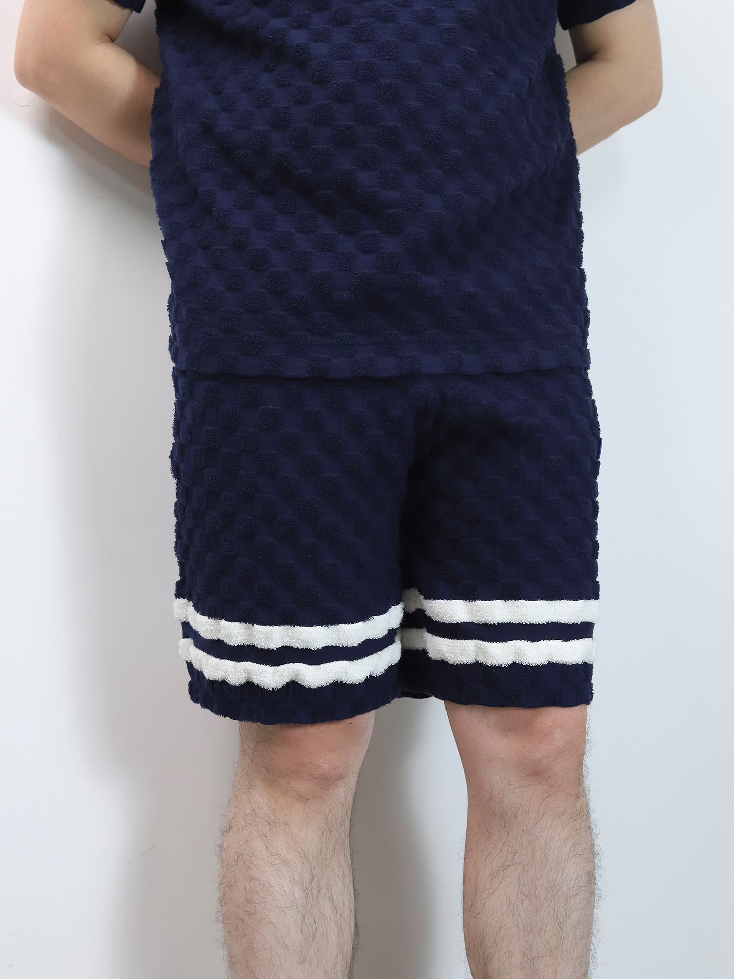 1V DAMIER terry tennis shorts