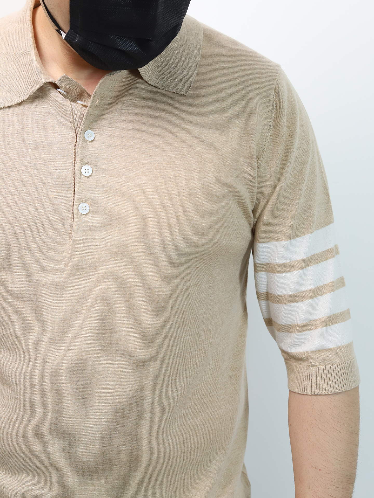 TB mulberry silk wool blended knitted polo