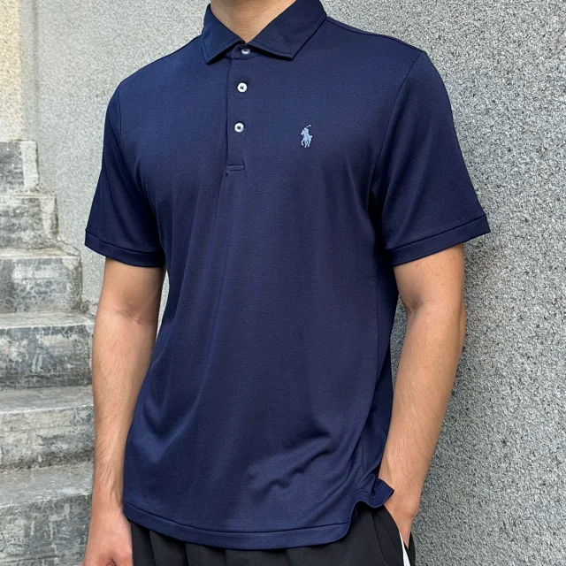 Item ID 9082 RL SS26 Pony Logo Button Long Velvet Elastic Fiber Original Embroidery Front Sleeve Polo Shirt