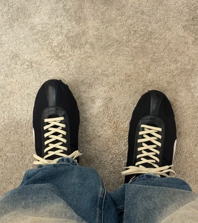 Item ID 9090 Maison Margiela Sprinters calf leather studded contrasting round toe lace up low cut athletic training shoes