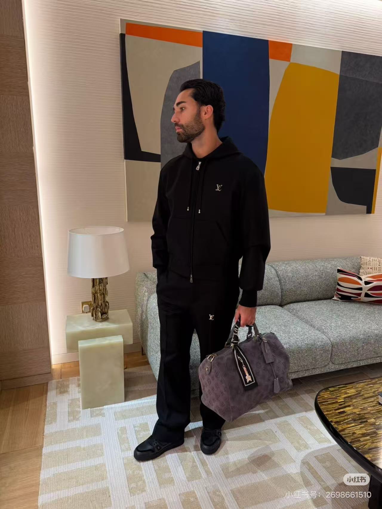 1V Technical wool bend  Zip Hoodie