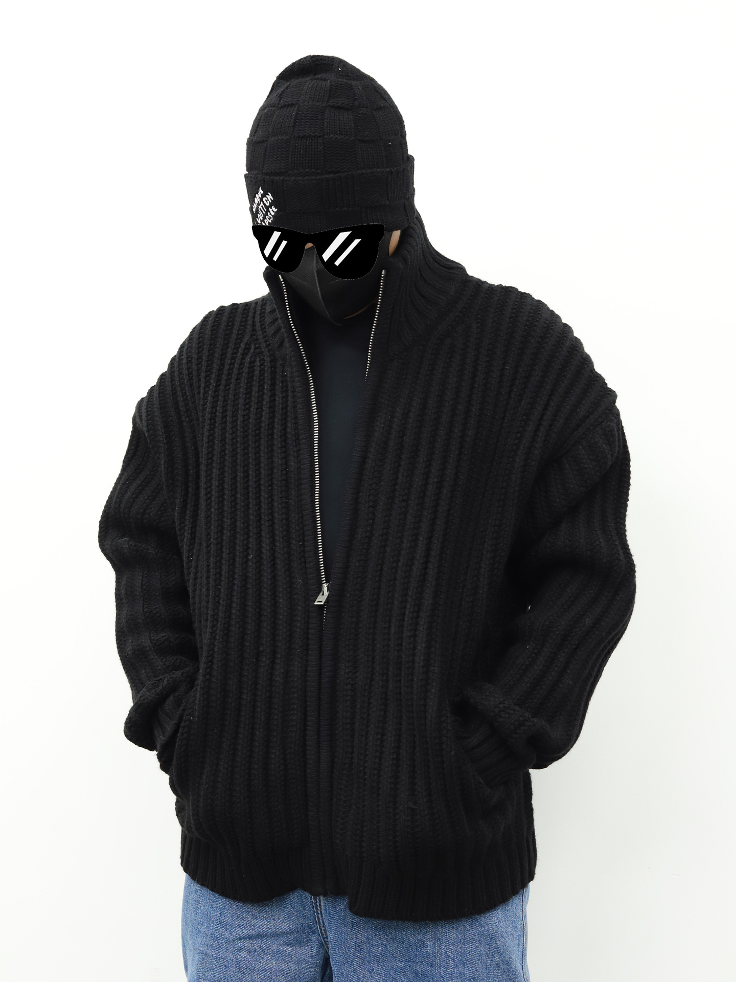 Acne Studios针织毛衣拉链外套 黑色