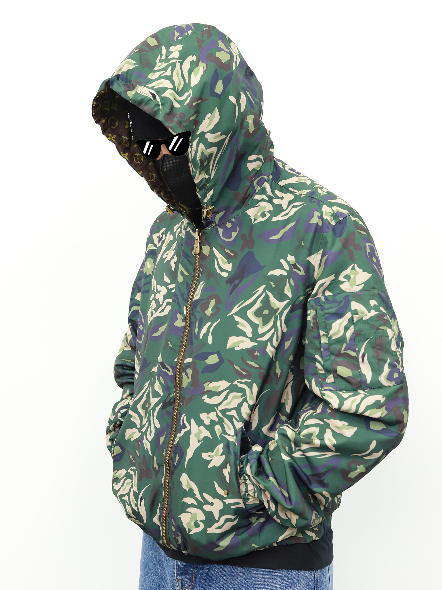 LV 迷彩两面穿小风衣 迷彩-金色