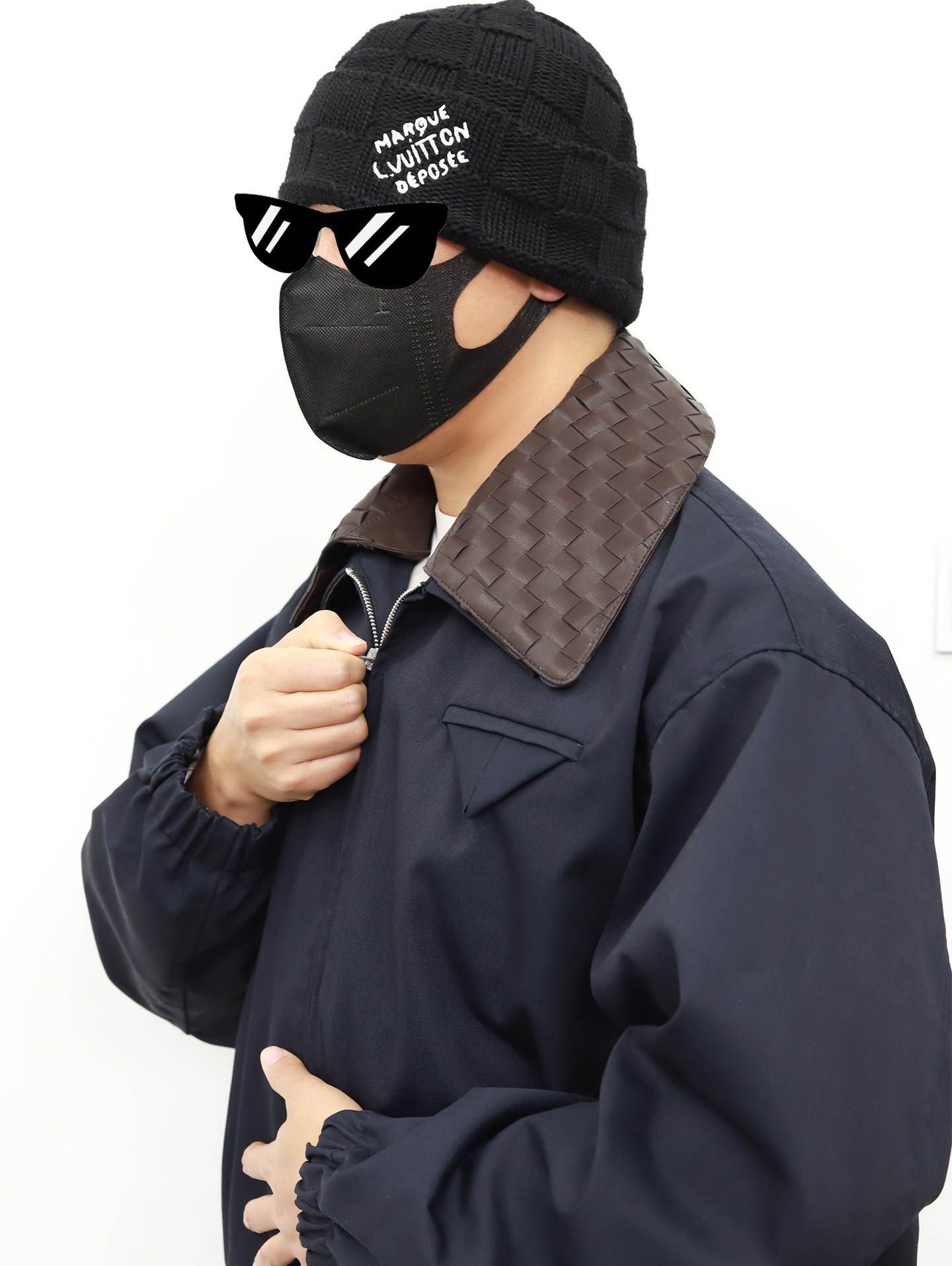 BV woven leather collar jacket