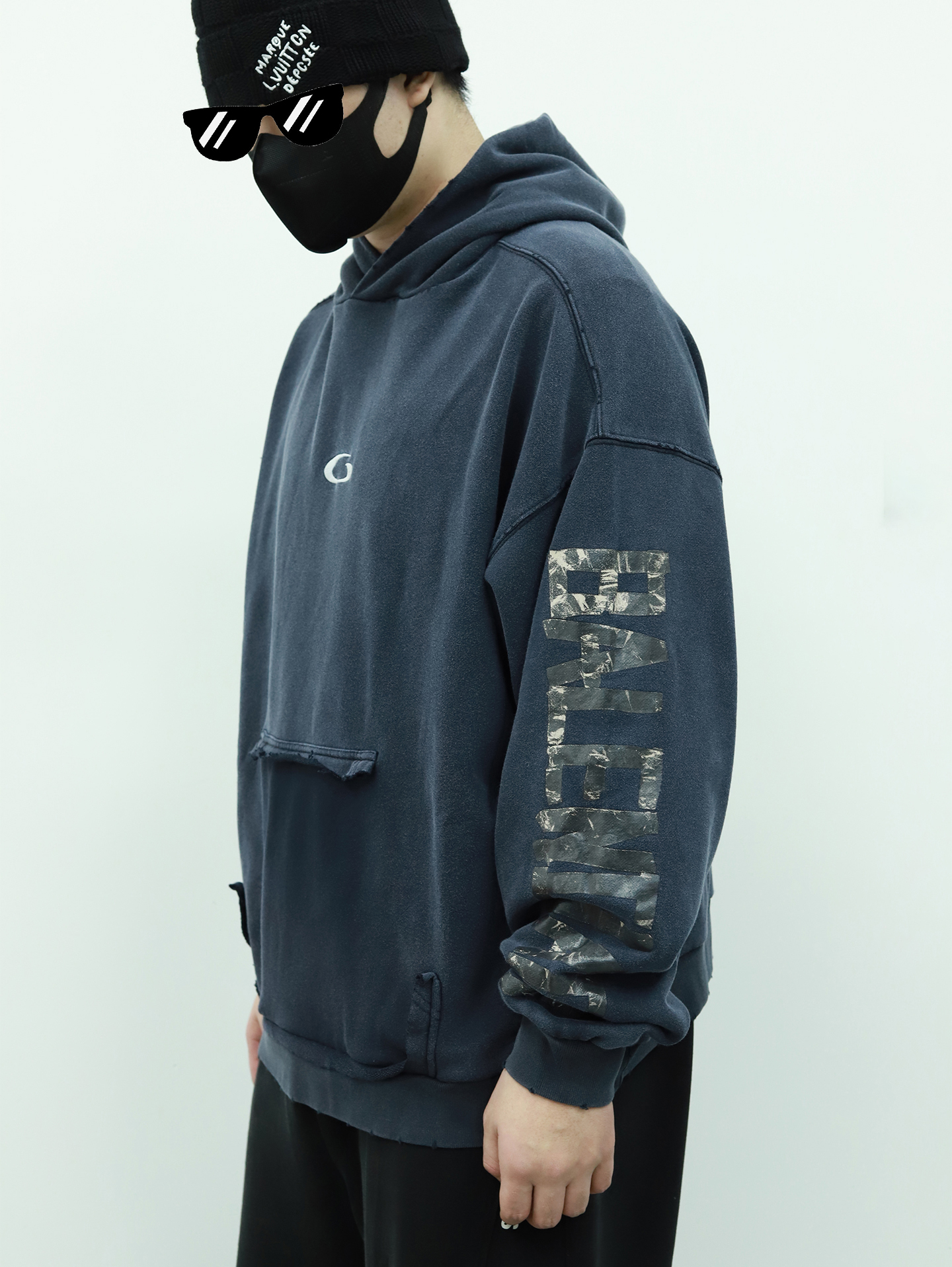 BLCG vintage washed type hooded hoodie