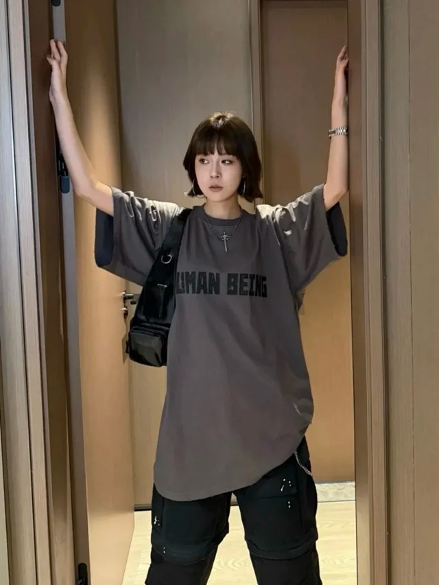 BLCG Letter printed round neck short sleeved shirt