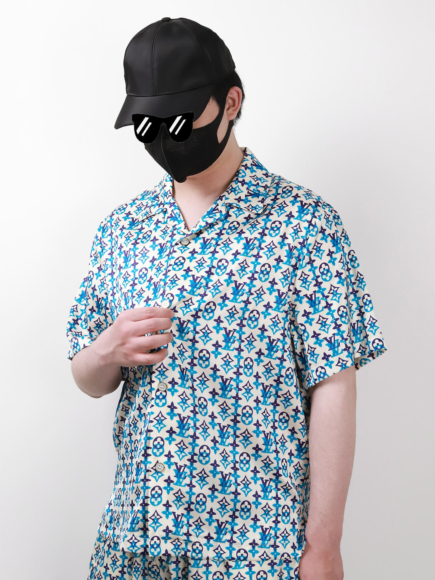 1V mulberry silk blended Cuban collar shirt