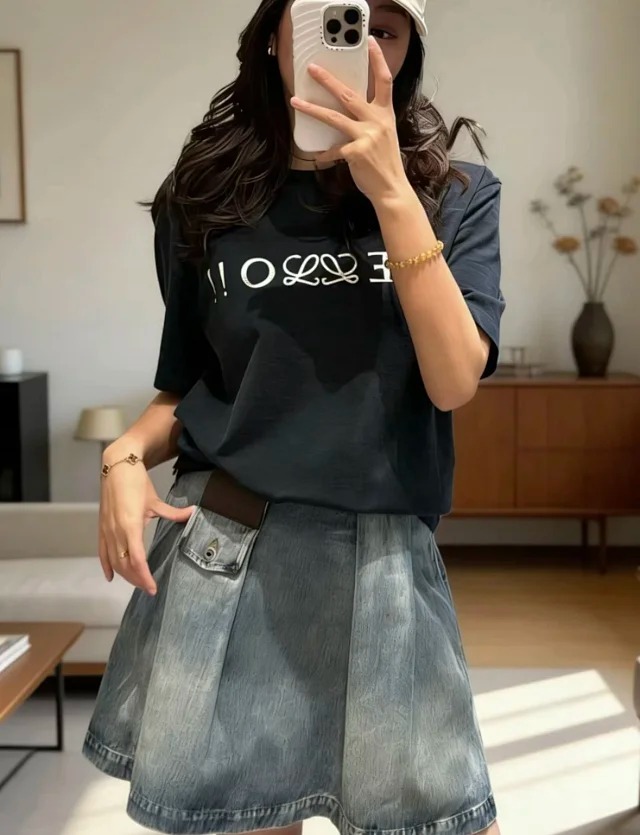 Item ID 9024 Loe SS Series Cotton Blended Letter Printed Hooded Short Sleeve T-shirt