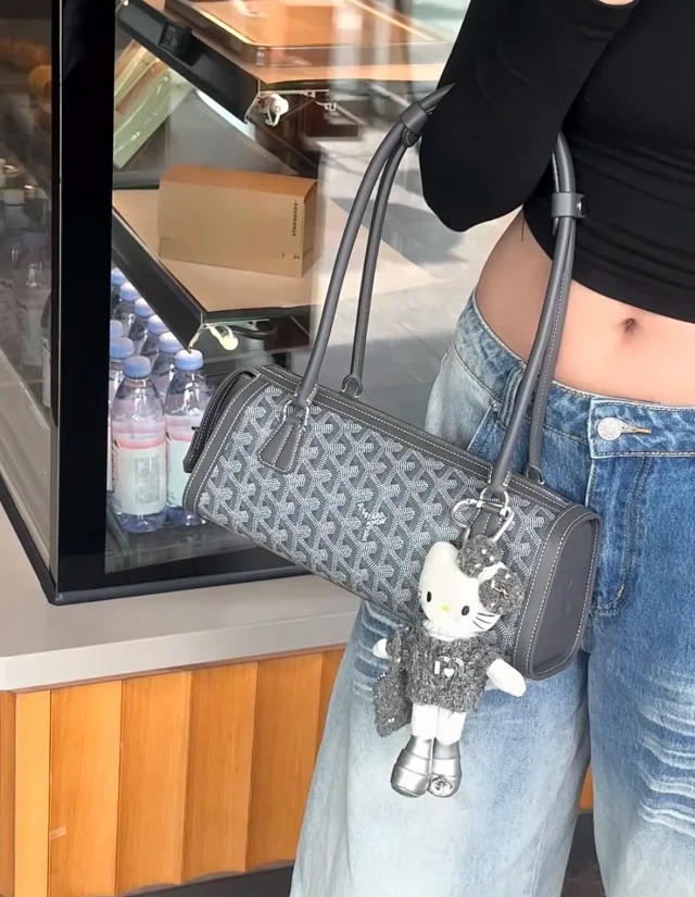 Item ID 9027 GOYARD Bonbonniere Classic Monogram Canvas & Cowhide Leather Baguette Shoulder Bag