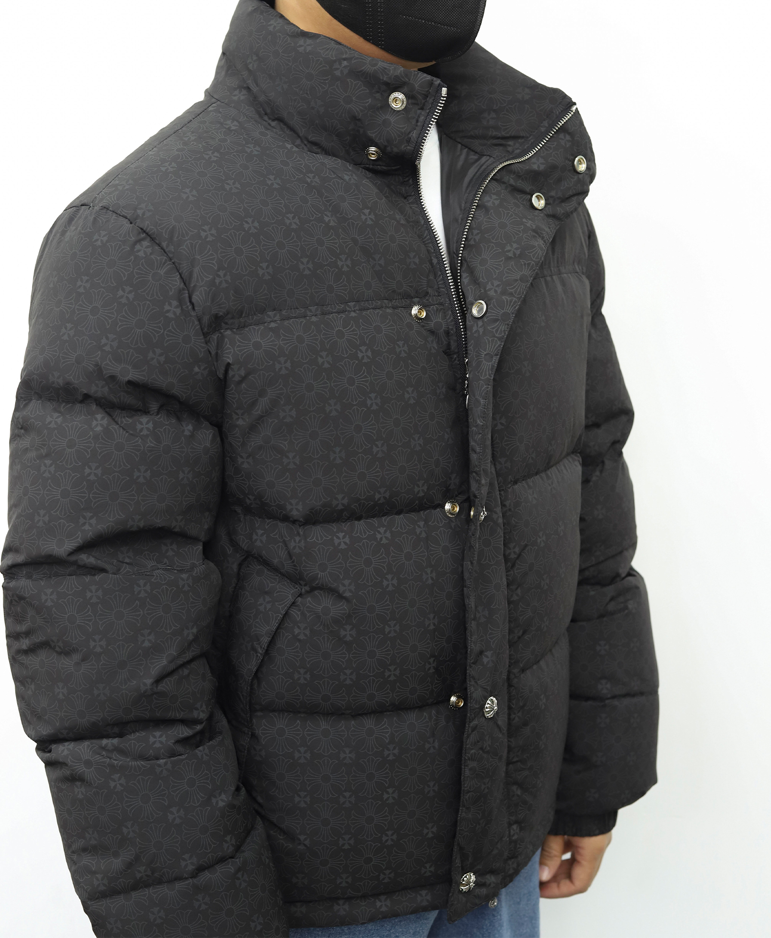 克罗心面包羽绒服 暗纹黑