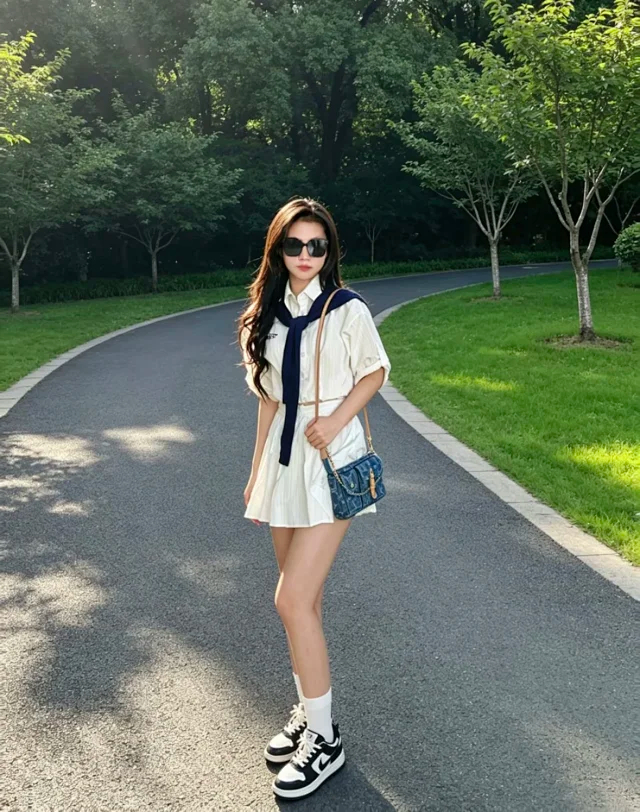 Item ID 9060 1V PA Denim Danning Chain Head Hanging Fabric Handheld Shoulder Bag Women's