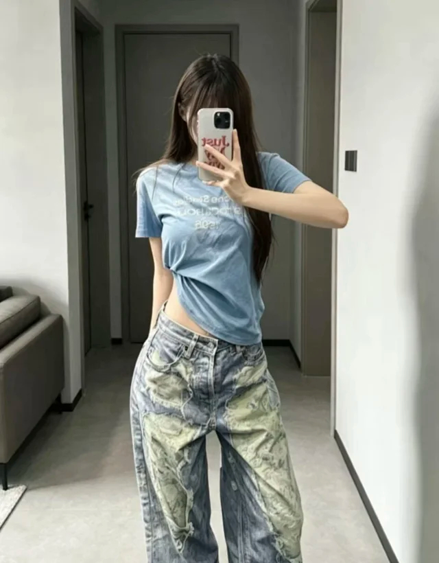 Item ID 9075 Acne Lazy Style 1996 Series Classic Logo Printed Short Slimming T-shirt Unisex
