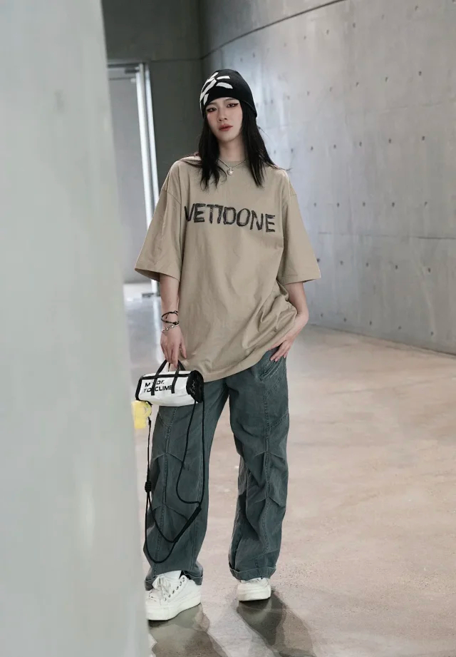 Item ID 9087 WE11DONE SS26 Imported Adhesive Material Fun Hand drawn Logo Soft Short sleeved T-shirt