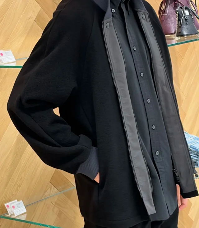 Item ID 9109 Maison Margiela Wool and Cashmere Blend Fabric Woolen Coat, Double-Zipper Design, Patchwork Knitted Zipper Long-Sleeve Jacket Coat