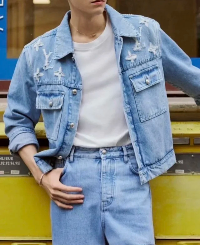 Item ID 9113 1V High-end custom FW26 Logo single-breasted lapel pocket long-sleeved denim jacket