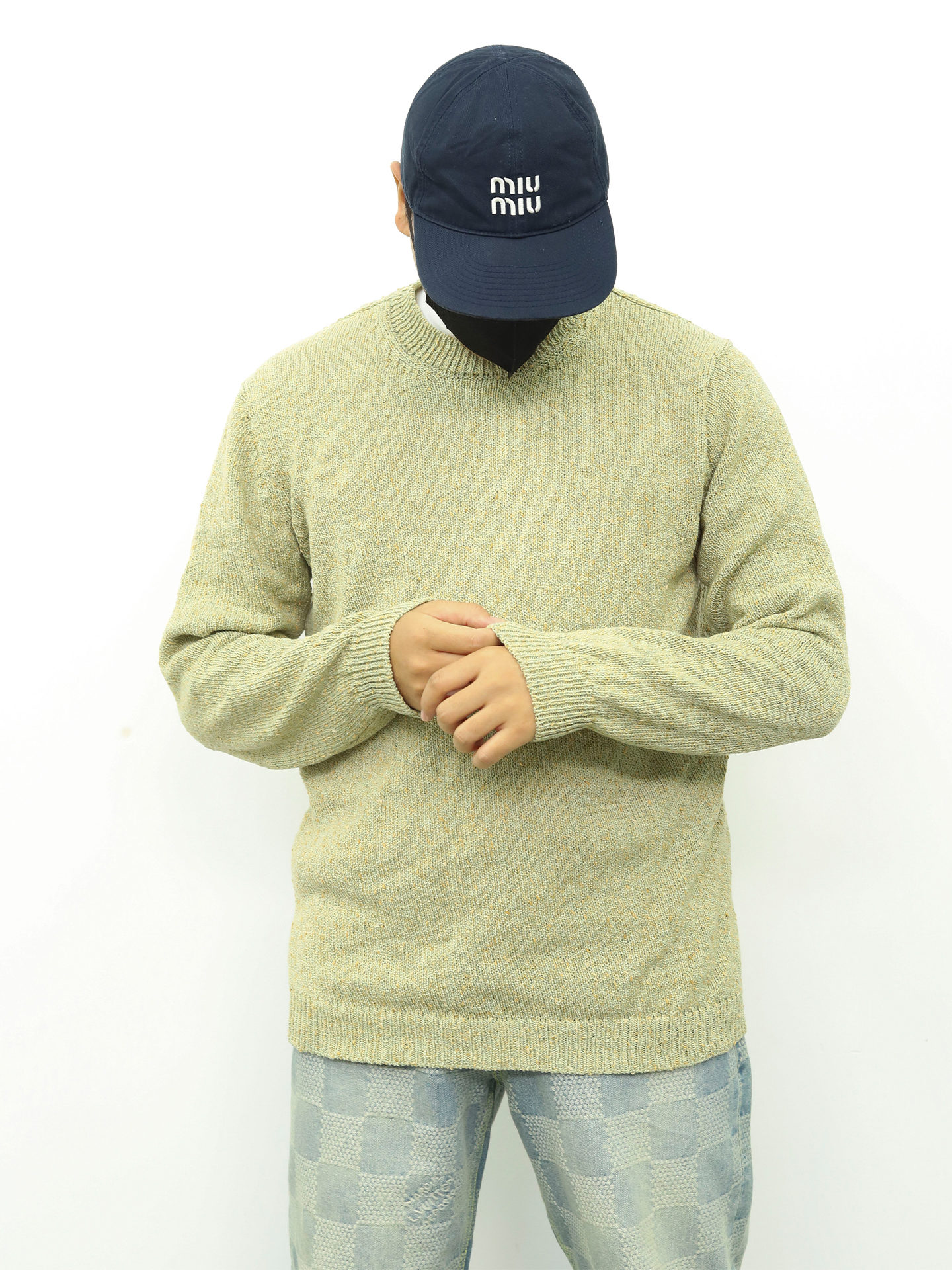 LP套头亚麻点毛衣 米色