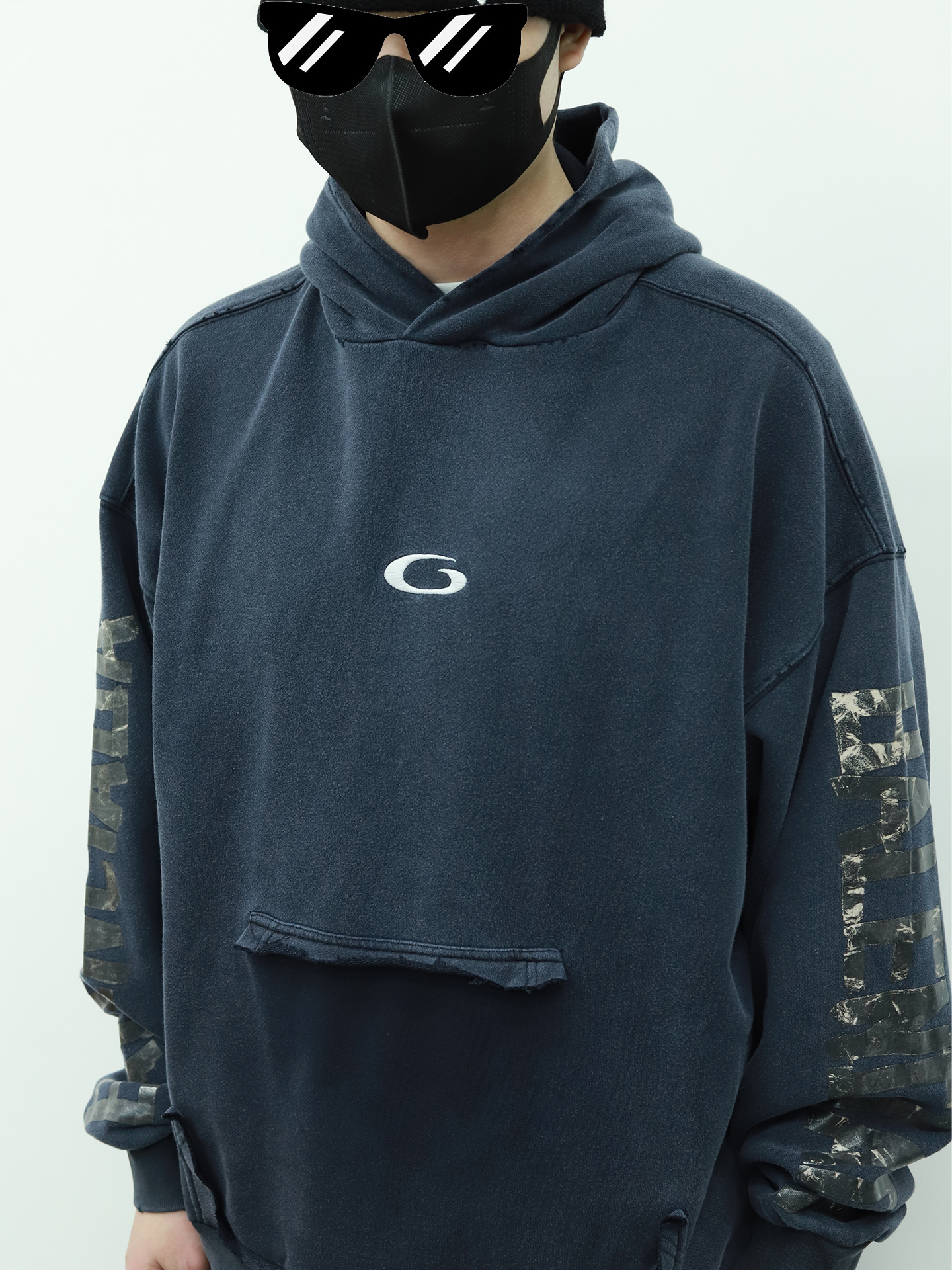 BLCG vintage washed type hooded hoodie