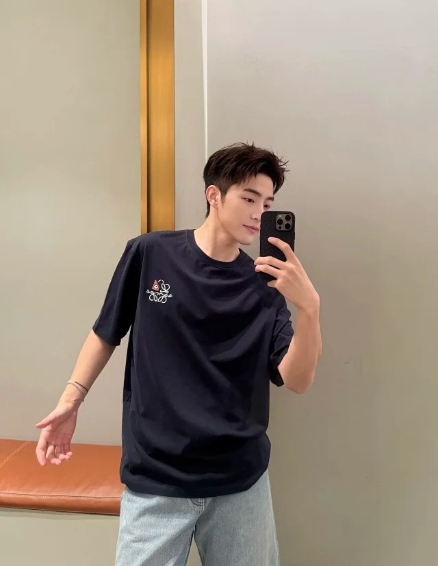 Item ID 9021 Loe×Wain Joint Solid Color Round Neck Short Sleeve T-shirt