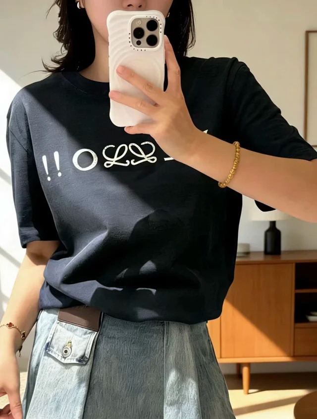 Item ID 9024 Loe SS Series Cotton Blended Letter Printed Hooded Short Sleeve T-shirt