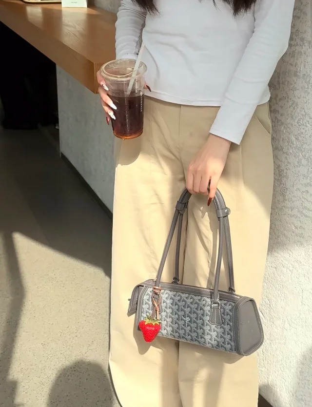 Item ID 9027 GOYARD Bonbonniere Classic Monogram Canvas & Cowhide Leather Baguette Shoulder Bag