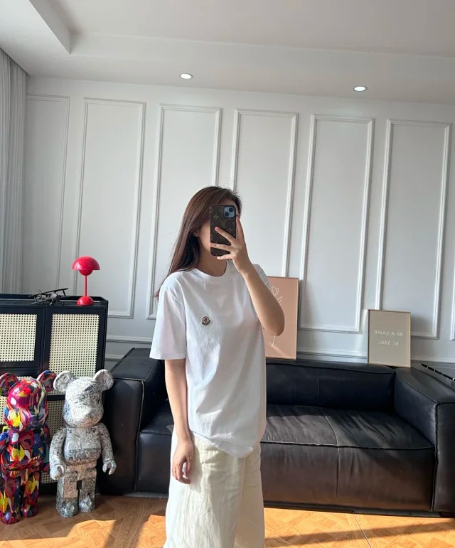 Item ID 9039 Mon basic black and white gray short sleeved custom logo solid color round neck short sleeved 