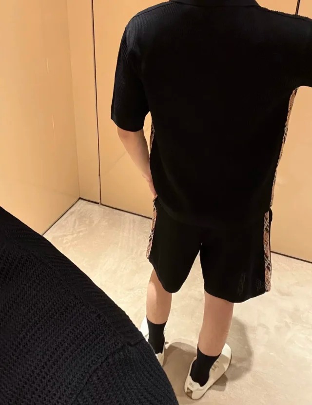Item ID 9043 BBR SS26 cotton color blocked grid patterned side pockets, five quarter casual shorts