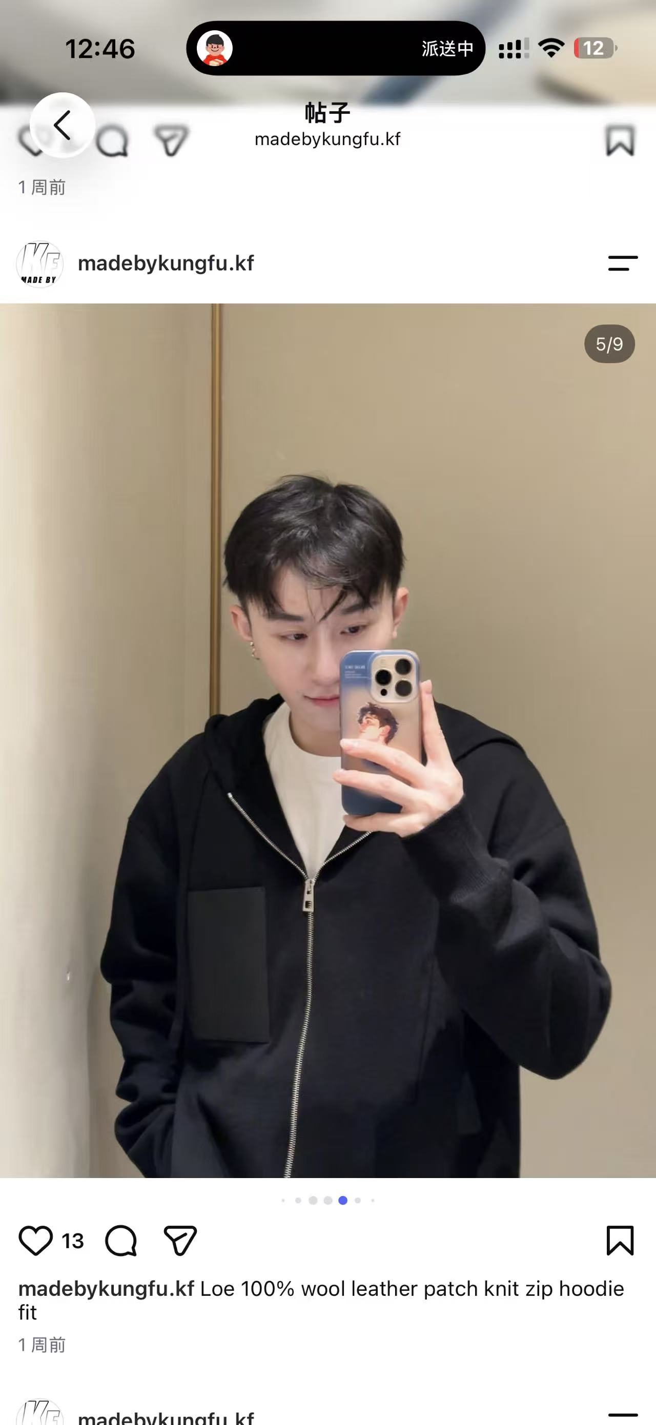 Loe 100% wool leather zipper hoodie